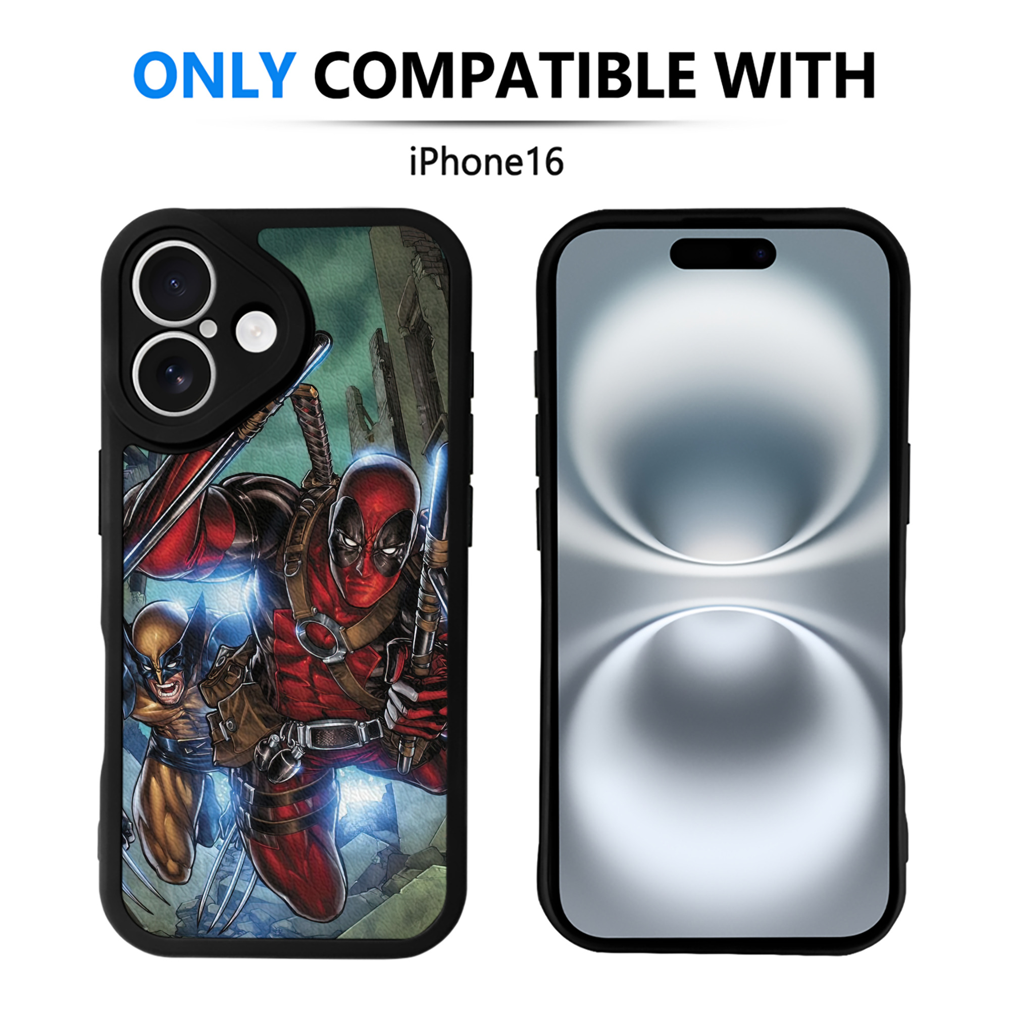 （画像用） Deadpool デッドプール 【iPhone 16シリーズ対応】シリコンスマホケース（レザー調） 材質：シリコン